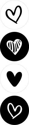 Black white hearts | Sluitstickers 8st