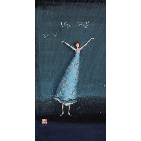 Vrouw in de regen | Kaart Gaelle Boissonnard