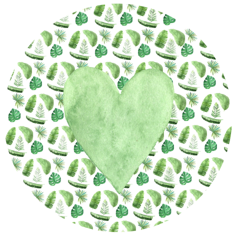 Hart met groene bladeren | Sluitstickers 10st.