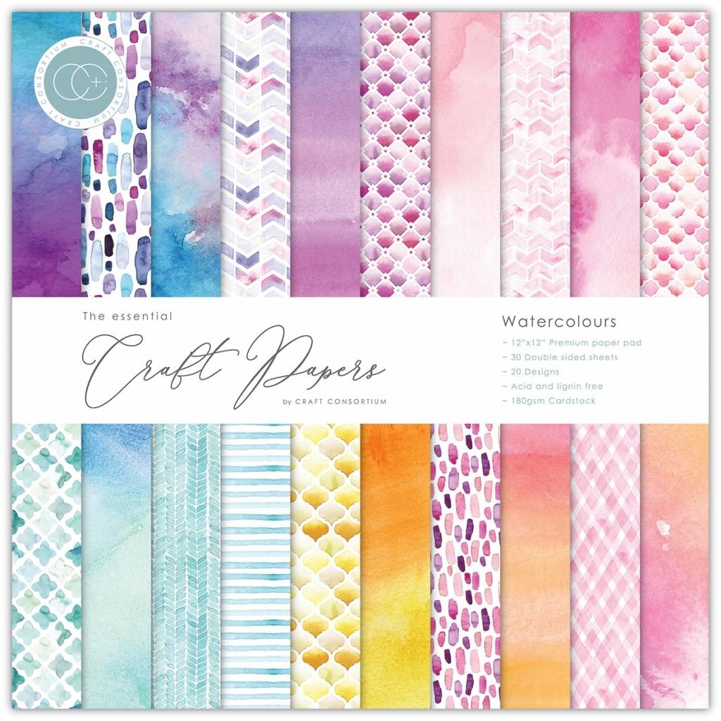 Craft Consortium Essential Craft Papers 6x6 Inch Paper Pad Watercolours (CCEPAD003B)