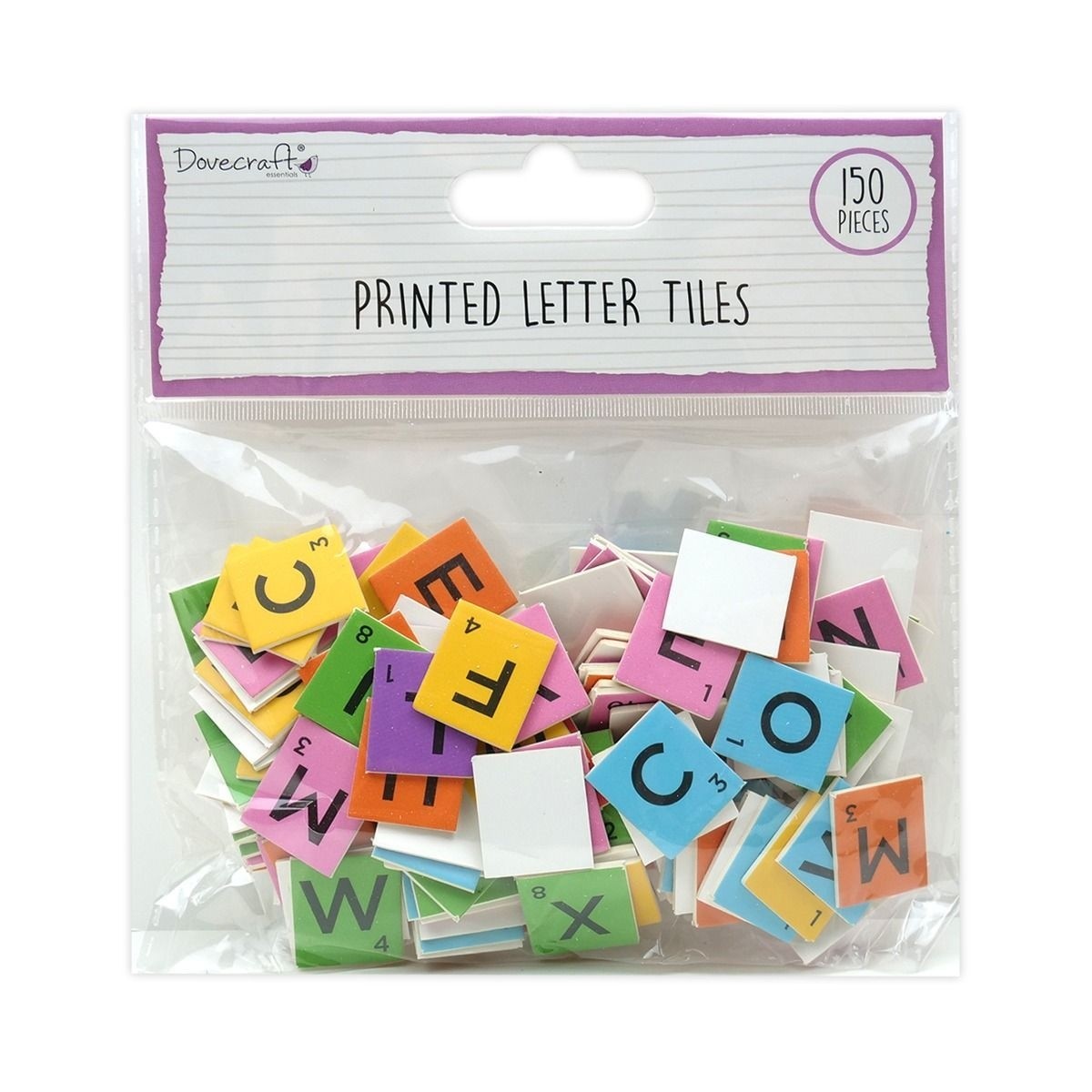 Dovecraft Printed Letter Tiles Brights (150pcs) (DCBS262)