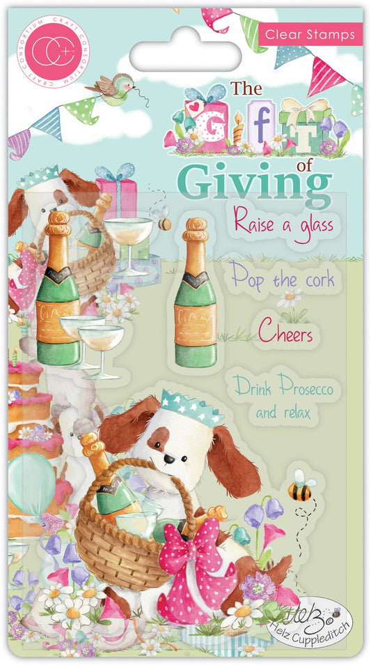 Craft Consortium The Gift of Giving Clear Stamps Pop the Cork (CCSTMP042)