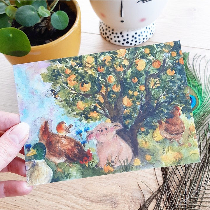 Onder de sinaasappelboom | Postkaart A6 Romyillustrations