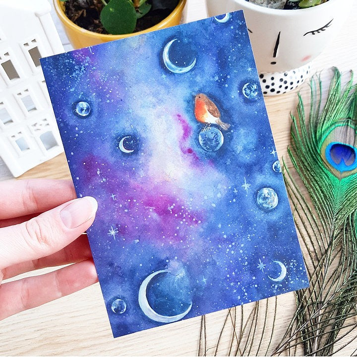 Galaxy manen | Postkaart A6 Romyillustrations