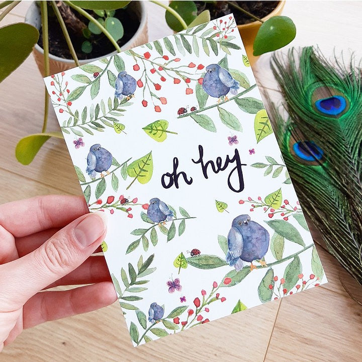 Duifjes oh hey | Postkaart A6 Romyillustrations