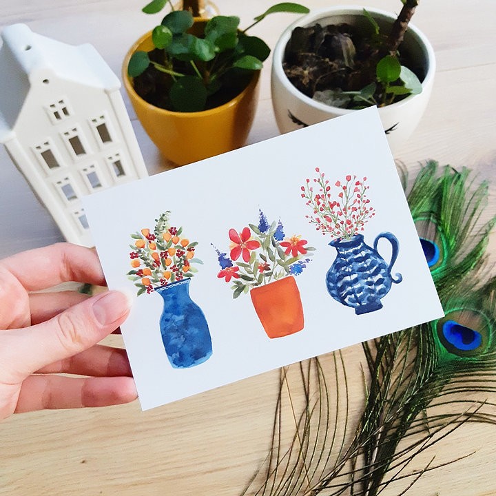 Drei Pflanzen | Postkarte A6 Romyillustrationen