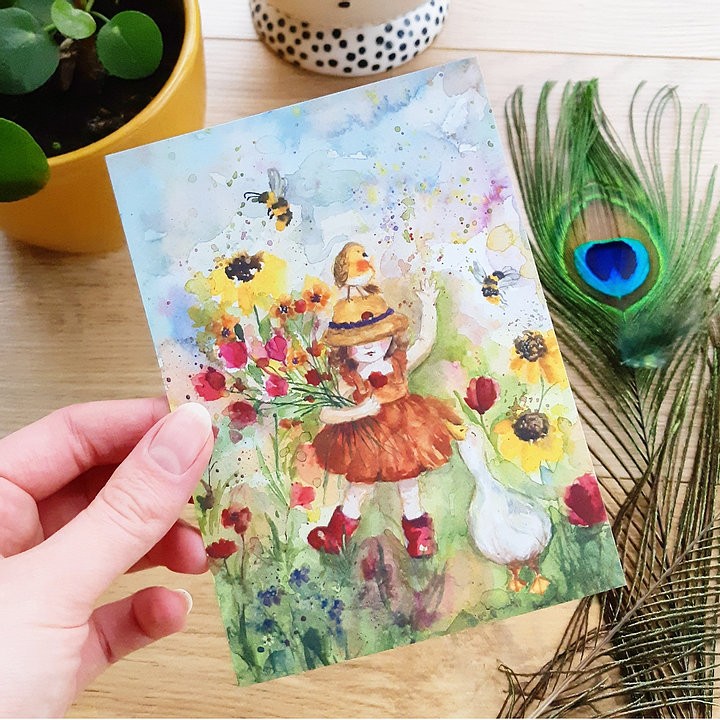 Bloemenveld | Postkaart A6 Romyillustrations