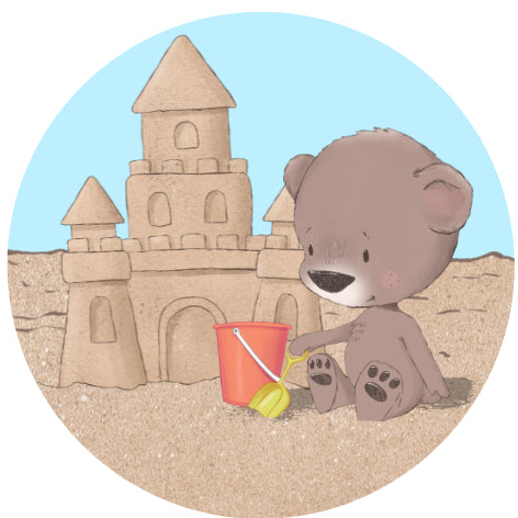 Bruine beer op strand| Sluitstickers 10st.