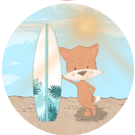 Vos met surfplank| Sluitstickers 10st.