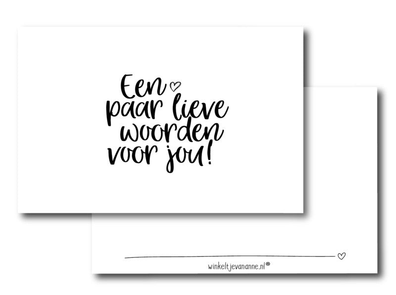 Een paar lieve woorden voor jou| Minikaart winkeltjevananne.nl