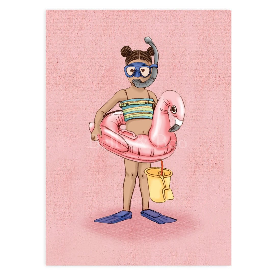 Flamingo girl| Kaart Belle & Boo