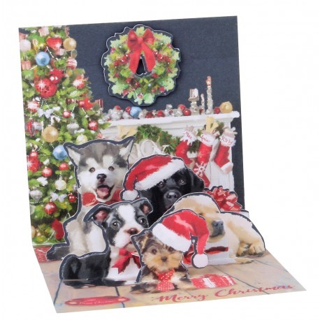 Christmas puppies | Kaart Pop up Kerstkaart