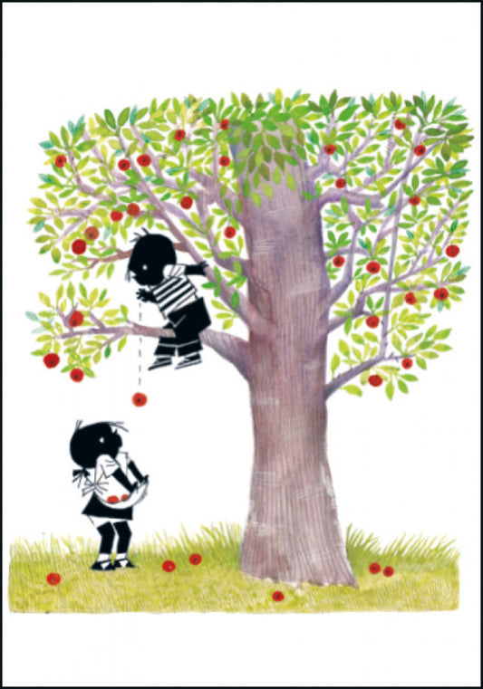Jip en Janneke plukken appels| Kaart Fiep Westendorp