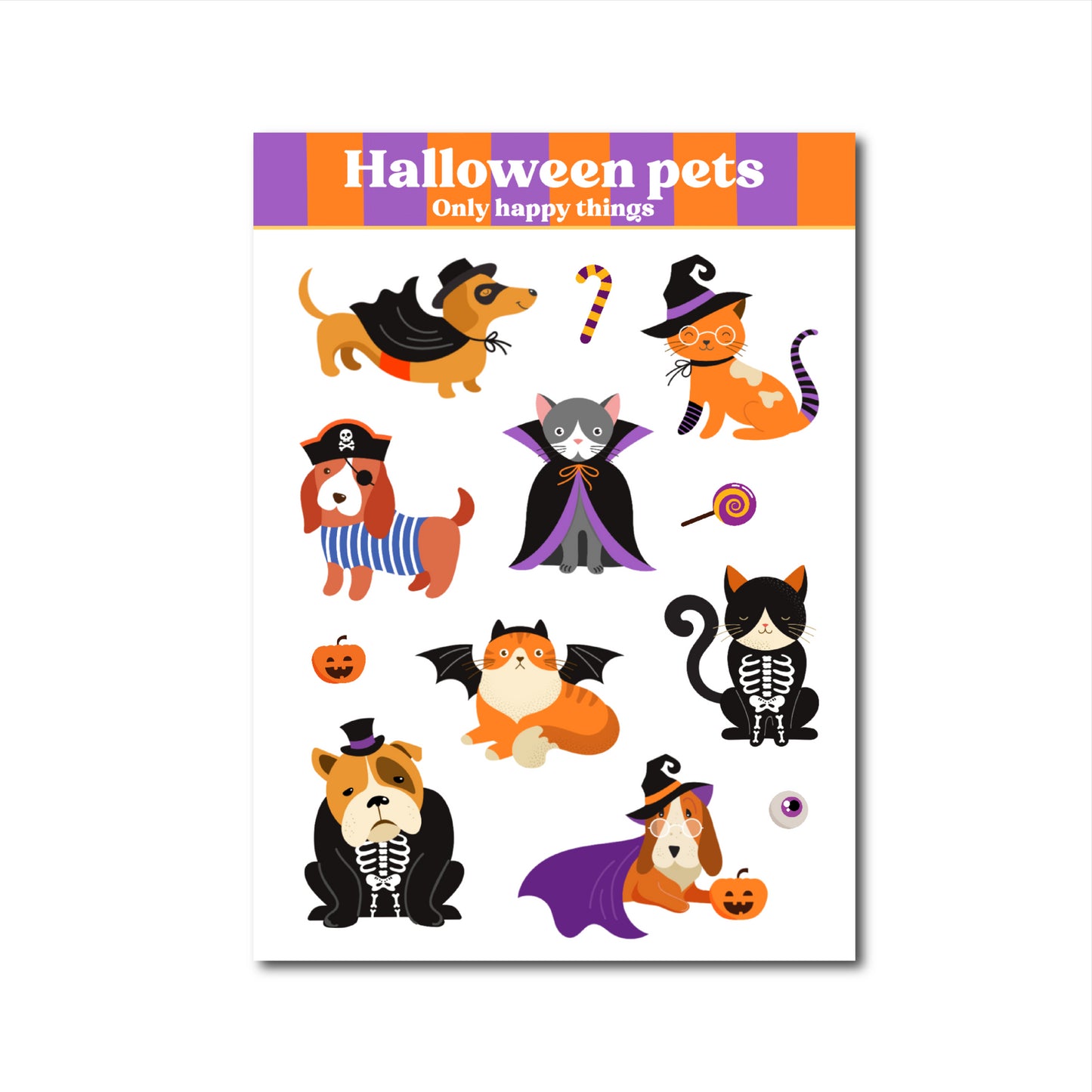 Halloween dieren| Stickervel OnlyHappyThings