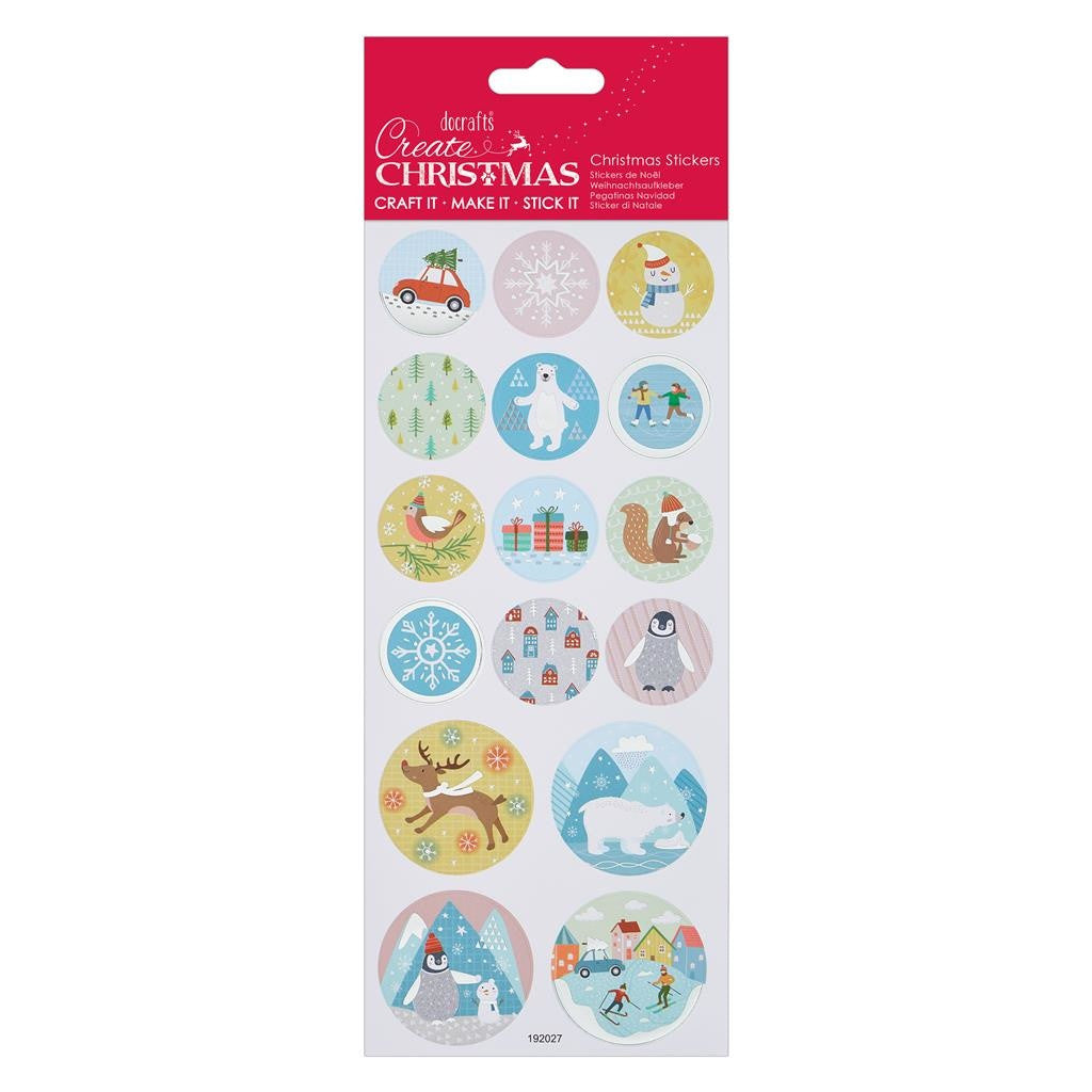 Papermania Create Christmas Foil Stickers Pastel Christmas (PMA 828902)| Stickervel