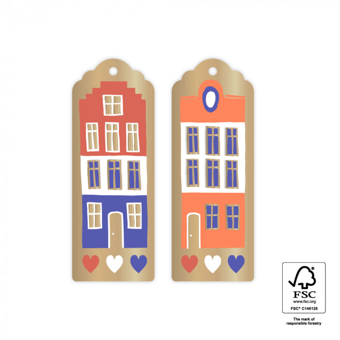 Hollandse huisjes | Cadeaulabel 4st