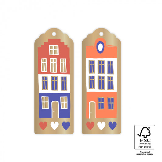 Hollandse huisjes | Cadeaulabel 4st