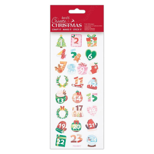 Papermania Create Christmas Foil Stickers Advent Numbers (PMA 828917)