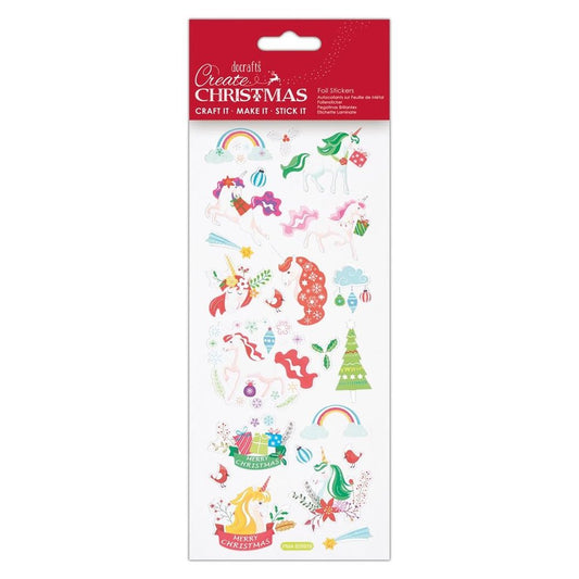 Papermania Create Christmas Foil Stickers Unicorn Rainbows (PMA 828916)