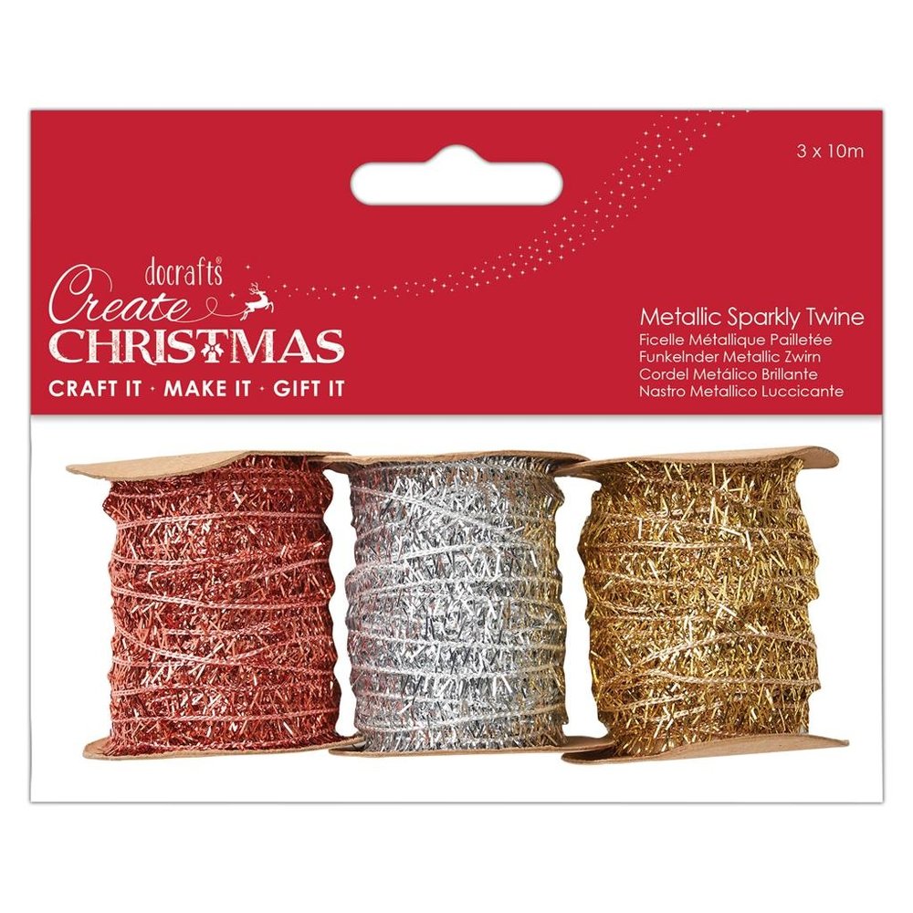 Papermania Create Christmas Metallic Sparkly Twine (3pcs) (PMA 171907)