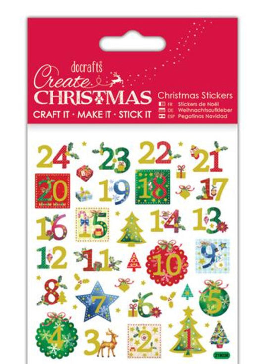 Papermania Create Christmas Stickers Holly Advent Numbers (PMA 804917)